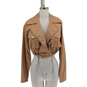 00340 Mable Cropped Utility Jacket Brown size Small parachute hipster casual